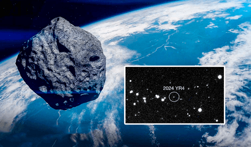 El asteroide 2024 YR4, descubierto el 27 de diciembre de 2024 por el sistema ATLAS en Chile. Foto: Composición LR/TVN/Tribuna.