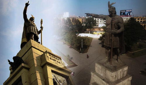 Esta es la única plaza de Lima Metropolitana con un monumento inca: estatua fue un regalo extranjero y su inauguración generó polémica. Foto: composición LR/VladimirTerán/Andina/JuanCarlosGuzmán Plaza manco cápac | manco cápac | estatua manco cápac | la victoria | lima | augusto b. leguía | abancay