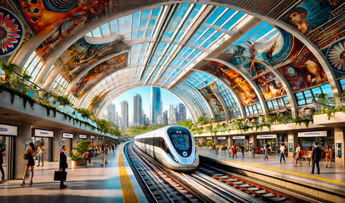 Los proyectos ferroviarios incluyen a países como México, Brasil, Perú y Chile, que prometen transformar la movilidad y contribuir a la sostenibilidad regional. Foto: IA/La República. Los megaproyectos ferroviarios que revolucionarán el transporte en América Latina