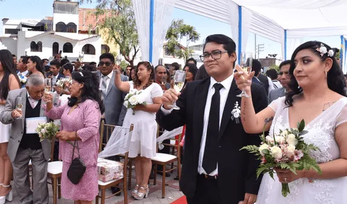 El matrimonio comunitario es una ceremonia en la que varias parejas. Foto: Andina El matrimonio comunitario es una ceremonia en la que varias parejas. Foto: Andina