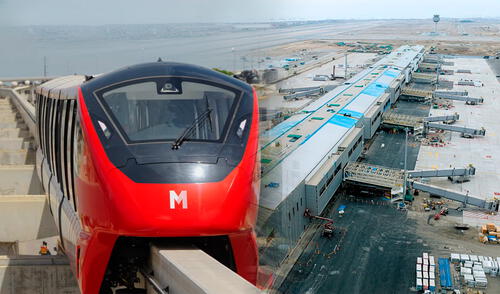 El nuevo aeropuerto Jorge Chávez empezará a operar desde el 30 de marzo. Foto: composición LR monorriel hacia el nuevo aeropuerto Jorge Chávez