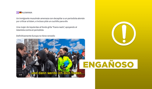 Video data del 2014 y periodista es un activista islamófobo condenado 2 veces por incitación al odio e insultar a un policía. Foto: composición LR/ captura de X Un musulmán inmigrante agrede con decapitar a periodista alemán