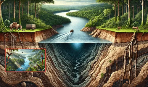 Este misterioso río subterráneo tiene la particularidad de fluir en la misma dirección que el Amazonas. Foto: composición LR/chatgpt Este misterioso río subterráneo tiene la particularidad de fluir en la misma dirección que el Amazonas. Foto: composición LR/chatgpt