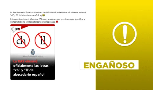 La RAE excluyó estos fonemas en el año 1994, no en 2025, y fueron categorizados como dígrafos. Foto: composición LR/captura de Threads La RAE eliminó la "ch" y la "ll" del alfabeto el 2025