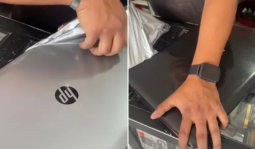 "El que hizo eso no sabía que tenía oro", reaccionaron usuarios. Foto: composición LR/ TikTok Joven compra laptop HP, pero al abrirla descubre que es Toshiba: "Buscó cobre, encontró oro"