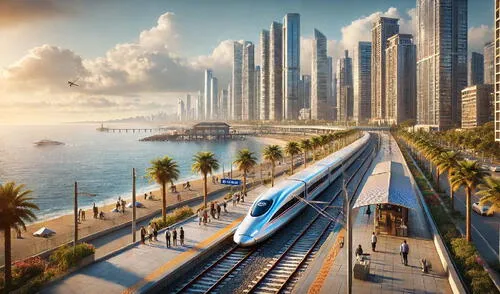 El tren Santiago-Valparaíso es un proyecto crucial en Chile, con 172 kilómetros que mejorarán la conectividad entre la Región Metropolitana y Valparaíso, ofreciendo transporte eficiente. Foto: DALL-E El país de Sudamérica donde China busca construir un tren de alta velocidad: megaproyecto costaría US$3.820 millones