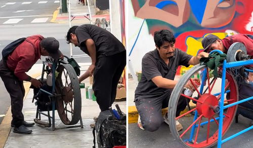 “Hermoso, llena de color nuestra Lima”, indicaron usuarios. Foto: composición LR/ TikTok Peruano pintó gratis afilador de ambulante y emociona en redes: “Cada acción cuenta”