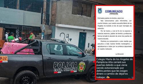 La Institución Educativa Alfred Nobel cierra sus puertas tras recibir amenazas de muerte de la banda criminal ‘Los Injertos del Cono Norte’, quienes exigen un pago extorsivo de S/60.000 mensuales. Foto: LR La Institución Educativa Alfred Nobel cierra sus puertas tras recibir amenazas de muerte de la banda criminal ‘Los Injertos del Cono Norte’, quienes exigen un pago extorsivo de S/60.000 mensuales. Foto: LR