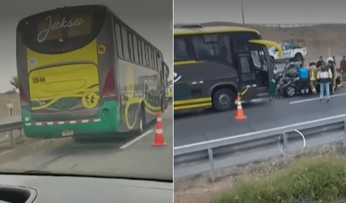 Auto particular terminó destruido tras el impacto con bus. Foto: Difusión Accidente en Panamericana Sur