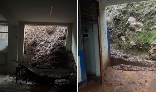 Las aulas fueron cubiertas de escombros, inutilizando el centro. Foto: andina 100 alumnos perjudicados tras deslizamiento