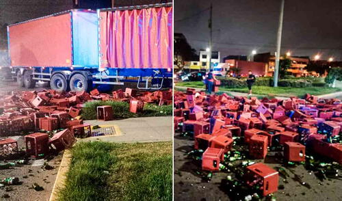 camión con cerveza se vuelca