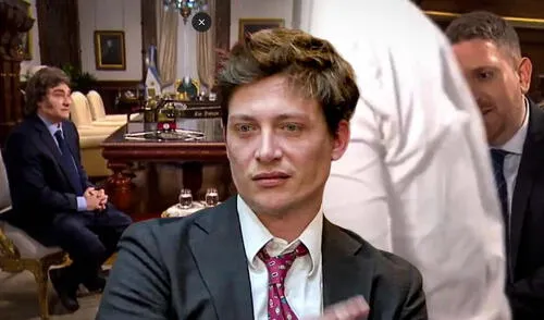 El caso $Libra salpica a los asesores presidenciales. Mientras Jonatan Viale enfrenta cuestionamientos, el gobierno de Milei descarta modificaciones en su gabinete. Foto: composición LR/AFP/captura TN Periodista que entrevistó a Milei por caso $Libra admite que editó nota tras la presión de su asesor Santiago Caputo