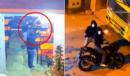 Los delincuentes asaltaron la pizzería en Santa Anita al promediar las 20.40 horas este 18 de febrero. Foto: composición LR/difusión Asaltan a pizzería en Santa Anita
