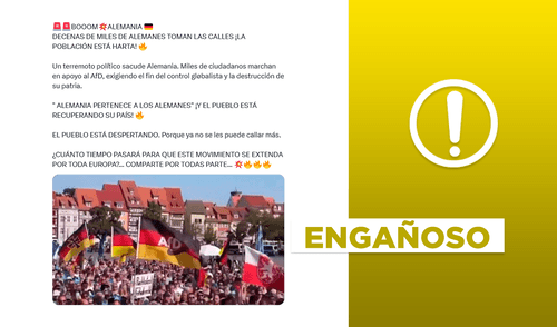 Manifestación data del 1 de setiembre de 2024, día en que se celebraron los comicios para elegir a las autoridades federales en Alemania. Foto: composición LR/captura de X. Video de manifestación por simpatizantes del partido de derecha alemana AfD no es actual