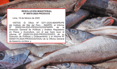 Merluza y resolución ministerial. Foto: composición LR/Andina/captura de pantalla Merluza y resolución ministerial