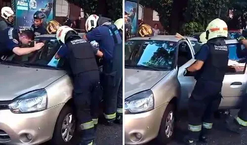 Registran en video el desesperado rescate de una bebe encerrada en un carro