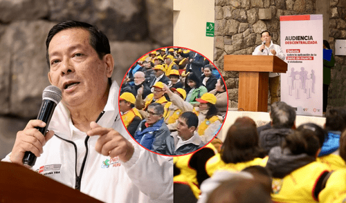 El ministro de Justicia, Eduardo Arana, fue abucheado mientras transmitía el saludo presidencial a los asistentes en Cusco.| Composición LR. El ministro de Justicia, Eduardo Arana, fue abucheado mientras transmitía el saludo presidencial a los asistentes en Cusco.