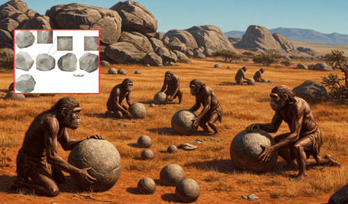 Este tipo de hallazgos refuerzan la idea de que la geometría y la tecnología han estado presentes en la evolución humana desde tiempos remotos, incluso antes del desarrollo del lenguaje escrito. Foto: composición LR/Gemini/Muy Interesante