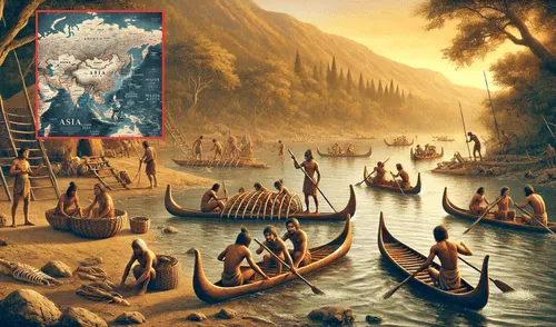 Los arqueólogos han encontrado evidencia de que los primeros barcos avanzados fueron creados en Asia hace 40.000 años. Foto: composición LR/chatgpt Los arqueólogos han encontrado evidencia de que los primeros barcos avanzados fueron creados en Asia hace 40.000 años. Foto: composición LR/chatgpt