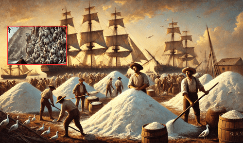 El guano es un fertilizante natural compuesto principalmente de excremento de aves marinas y focas. Foto: composición LR/chatgpt El guano es un fertilizante natural compuesto principalmente de excremento de aves marinas y focas. Foto: composición LR/chatgpt