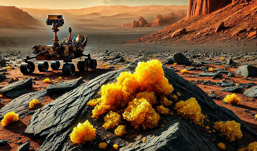 El 'tesoro amarillo' encontrado en Marte por el rover explorador Curiosity tras tropezar con una roca