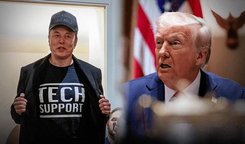 El presidente Donald Trump expresó su satisfacción con el trabajo de Elon Musk durante su primera reunión de gabinete. Foto: AFP