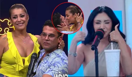 Pamela Franco reaccionó a una posible boda entre Christian Domínguez y Karla Tarazona. Foto: Composición LR/YoutubeTampodcast/TVMOS Pamela Franco reaccionó a una posible boda entre Christian Domínguez y Karla Tarazona.