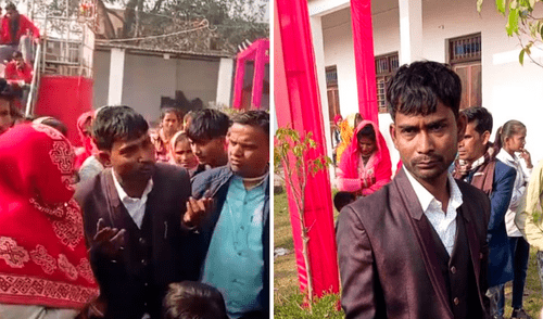 La situación se tornó tensa cuando el hombre confundió a su prometida con otra mujer. Foto: Composición LR/Bstvlive Novio llega ebrio a su boda, confunde a su prometida y termina arrestado en la India
