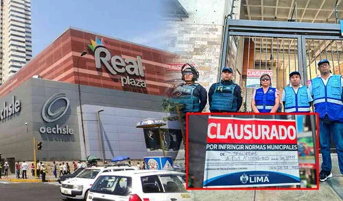 Real Plaza Centro Cívico clausurado. Foto: composición LR/difusión/La República Real Plaza Centro Cívico clausurado