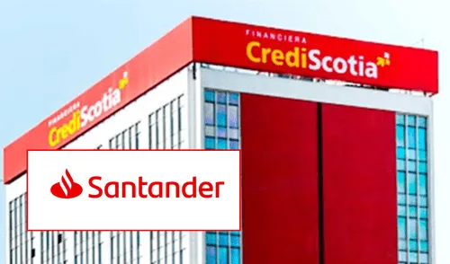 CrediScotia y logo de Santander. Foto: composición LR CrediScotia y logo de Santander