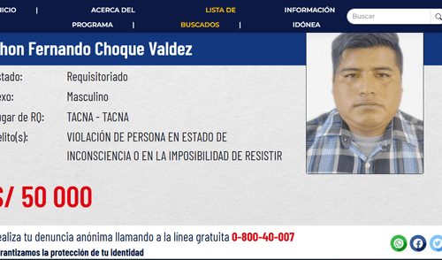 Jhon Choque Valdez es un policía acusado de violación sexual que ha sido incluído en la lista de los más buscados. Jhon Choque Valdez es un policía acusado de violación sexual que ha sido incluído en la lista de los más buscados.