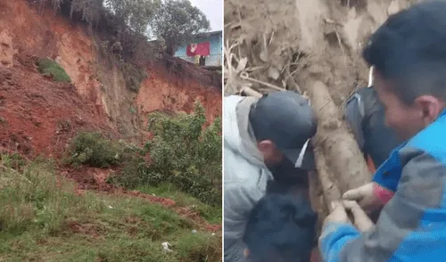 Pareja de esposos queda sepultada tras derrumbe por lluvias. Foto: composición LR / captura
