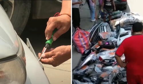 Estos grupos criminales utilizan falsos gestores para el trámite fraudulento de placas. Foto: captura/latina Los repuestos usados en estos fraudes son almacenados en lugares clandestinos como el mercado de San Jacinto