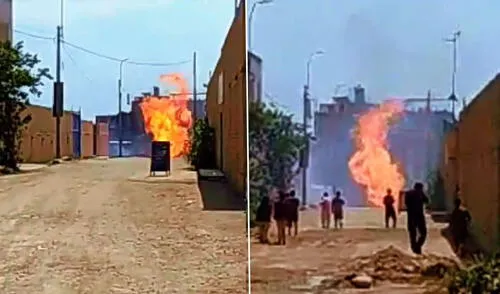 Emergencia por deflagración en intersección de calles en Lurigancho-Chosica. Foto: difusión Reportan fuga de gas cerca de la avenida Ramiro Priale en Lurigancho-Chosica