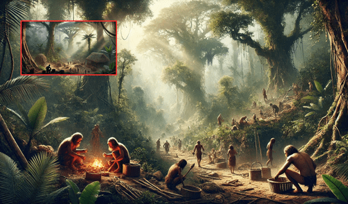 Este hallazgo desafía la teoría de que los Homo sapiens primitivos solo habitaban sabanas y entornos abiertos hasta tiempos más recientes. Foto: composición LR/chatgpt Este hallazgo desafía la teoría de que los Homo sapiens primitivos solo habitaban sabanas y entornos abiertos hasta tiempos más recientes. Foto: composición LR/chatgpt