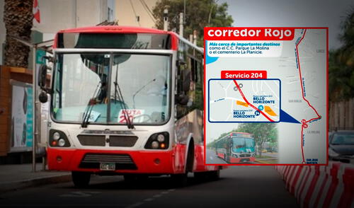 Corredor rojo, horario, rutas y paraderos