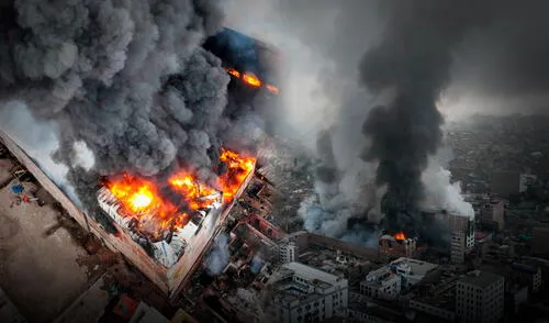 Alrededor de 50 unidades de bombero continúan trabajando para controlar la emergencia. Foto: Composición LR