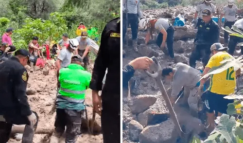 Lluvias intensas provocaron la activación de una quebrada en el distrito de Putinza. Foto: composición LR/difusión Tres personas mueren sepultadas tras caída de Huaico en Yauyos: PNP trabaja para rescatar los cuerpos