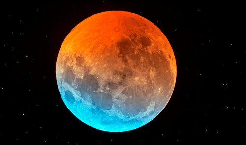 El tono rojizo que adquiere la Luna durante un eclipse lunar es, en realidad, un fenómeno óptico. Foto: difusión El tono rojizo que adquiere la Luna durante un eclipse lunar es, en realidad, un fenómeno óptico.