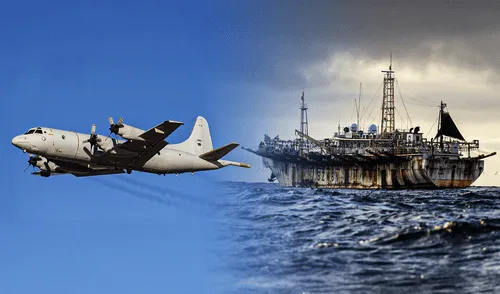 La Armada Argentina observó que las embarcaciones extranjeras intentan no ser detectadas. Foto: composición LR/difusión La Armada Argentina observó que las embarcaciones extranjeras intentan no ser detectadas