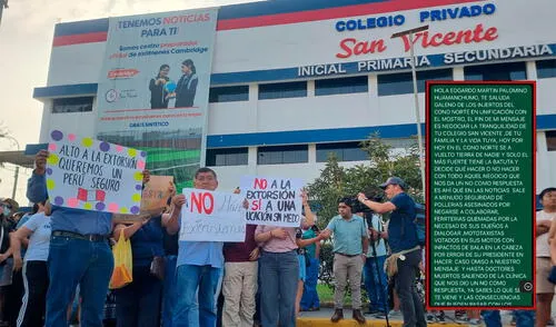 Colegio en Comas es blanco de amenazas extorsivas. Foto: composición LR/Kevinn García/La República Colegio San Vicente en Comas