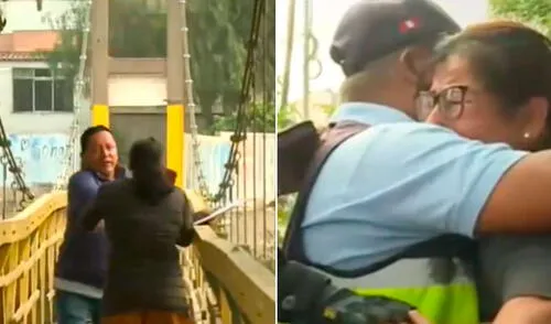 mujer cruza puente para evitar que lo desmantelen en El Agustino