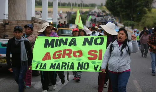 Protestas contra el proyecto minero Tía María se realizarán en varias regiones del Perú. Foto: La República Tía María