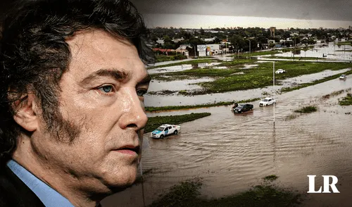 Milei asistió a Bahía Blanca acompañado de una comitiva reducida. Foto: composición LR / AFP Milei asistió a Bahía Blanca acompañado de una comitiva reducida.