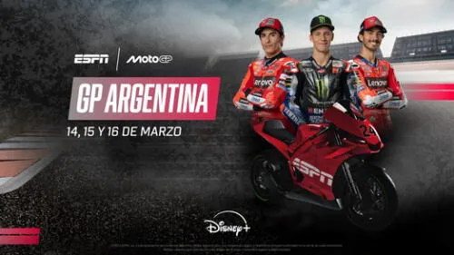 El Gran Premio de Argentina de MotoGP 2025 será transmitido por ESPN y Disney Plus.