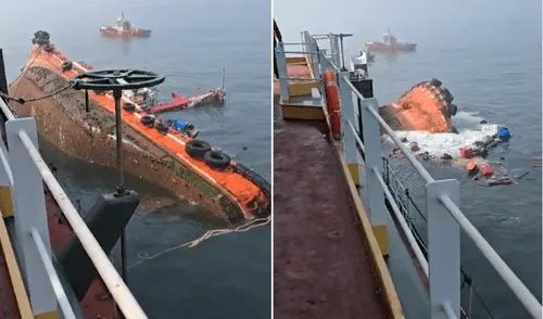 Navío terminó hundido a causa del impacto con la remolcadora. Foto: Difusión Callao