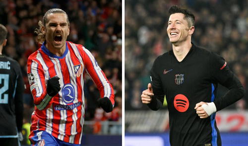 Antoine Griezmann y Robert Lewandowski se perfilan como titulares en este Atlético de Madrid vs Barcelona. Foto: composición de LR/AFP Antoine Griezmann y Robert Lewandowski se perfilan como titulares en este Atlético de Madrid vs Barcelona. Foto: composición de LR/AFP