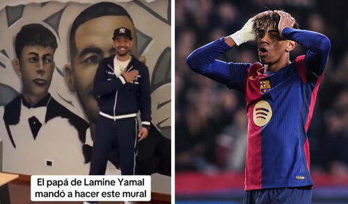 En el mural de Lamine Yamal y su padre, la figura del hombre ocupa un espacio considerable a comparación del jugador. Foto: composición de LR/captura de Instagram/Europa Press En el mural de Lamine Yamal y su padre, la figura del hombre ocupa un espacio considerable a comparación del jugador. Foto: composición de LR/captura de Instagram/Europa Press
