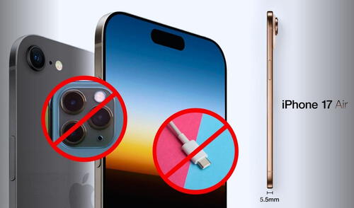 Sin carga por cable y con una sola cámara: así sería el iPhone 17, al menos en la versión Air, según reputado experto de Apple. Foto: composición LR/Xataka/wccftech. Iphone 17 | Apple | iphone | iphone 17 air | iphone 16 | Mark Gurman