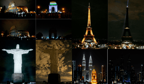Monumentos icónicos del mundo, como la Torre Eiffel y el Coliseo, se sumarán a la Hora del Planeta 2025. Foto: composición LR/EFE/AFP/difusión. Todo sobre la Hora del Planeta 2025: cuándo es, qué monumentos se apagarán y cómo puedes participar